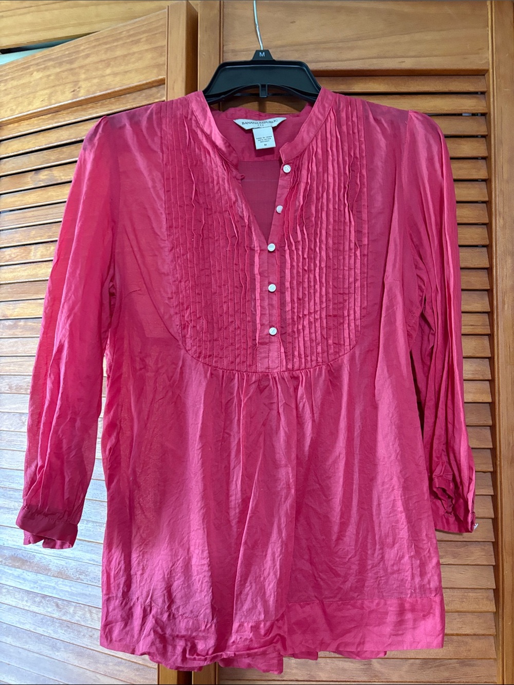 Banana Republic Factory Pink Pintuck Button-Front Tunic